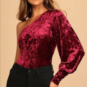 Velvet one shoulder bodysuit (Never Worn)